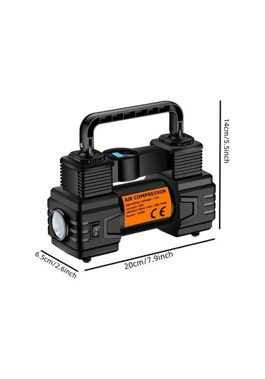 Xuweiwei Portable Air Compressor Pump Orange Hands 12v Araç Tekerlek Basınç Ölçer Led Işık Bisiklet Motor