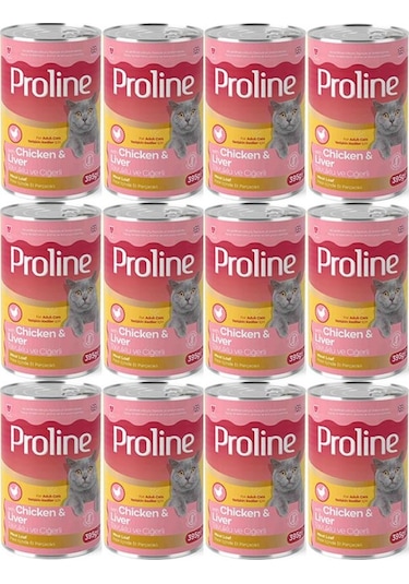 Pro Line Tavuklu ve Ciğerli Yetişkin Kedi Konservesi 12 x 395 G