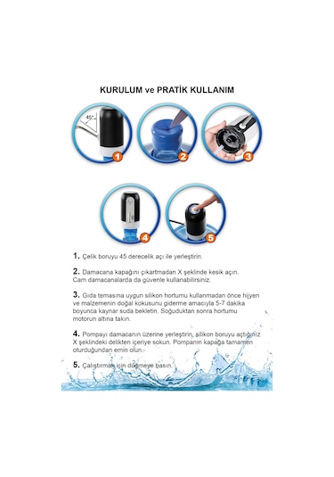 Vayomy Şarjlı Otomatik Damacana Su Pompası Tek Motorlu Bpa İçerm Diğer