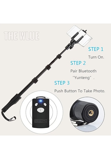 Bluetooth Kumandalı Profesyonel Selfie Çubuğu Monopod 125cm