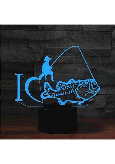Sones Balıkçılık Şekli 3d Renkli Led Görüş Işığı Masa Lambası, Şarj Edici Dokunmatik Versiyon Çok Renkli