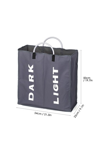 Cbtx Katlanabilir 2 Bölümlü Katlanabilir Çamaşır Sepeti Dayanıklı Oxford Kumaş  - Koyu Gri Diğer