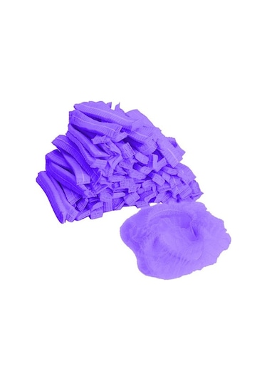 Trendooze Toz Tek Mor Kullanımlık Geçirmez File Dokumasız Bone Adet 100 Qn