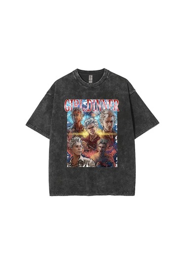 Dshztooma Baldurs Gate 3 Astarion Vintage Elf T-shirt - Erkek/kadın Rahat Yıkama Y2k Tshirtgri Gri