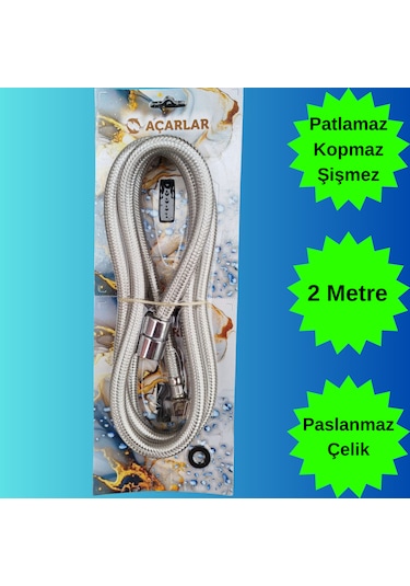 Acarlar Paslanmaz Çelik 2 Metre Spiral Duş Başlığı Hortumu 1.kalite