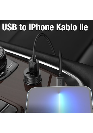 Hoco Z49 Çift Usb Araç Şarj Başlığı + İphone Lightning Kablo