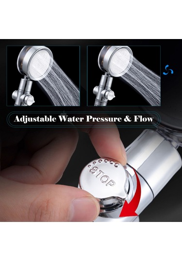 Kangvka Altın Turbofanlı El Duşu - Akış Ayarlı, Filtreli Şeffaf Kolu, Tek Tuşlu Durdurma, 60 Yukarı-aşağı 360 Sağa-sola Döner Altın