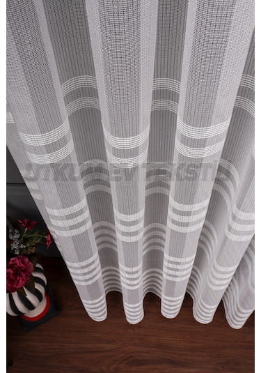 Bantlı 4 Sıra Keten Tül Perde Grz 2179