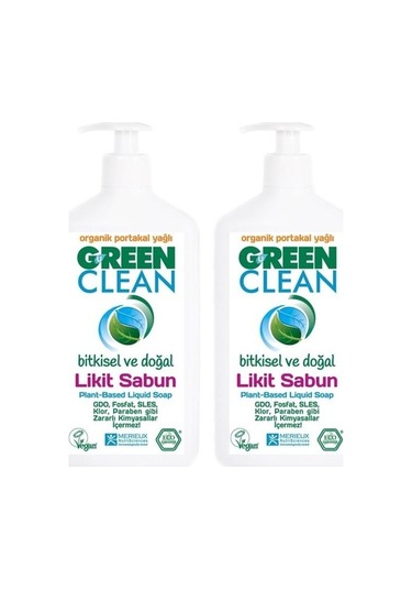U Green Clean Organik Portakal Yağlı Bitkisel Likit Sabun 500 ML x 2