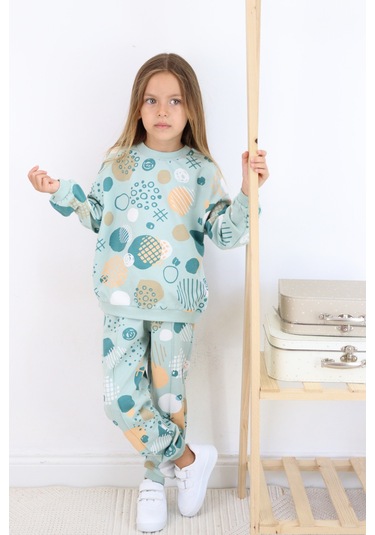 Kız Çocuk Orta Kalınlıkta Eşofman Takımı Mavi