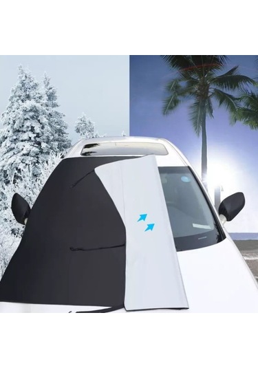 Sones Araba Ön Cam Kar Kaplamalı Gümüş Kumaş Antifriz Güneş Engelleyici Kapak 205x150x167cm