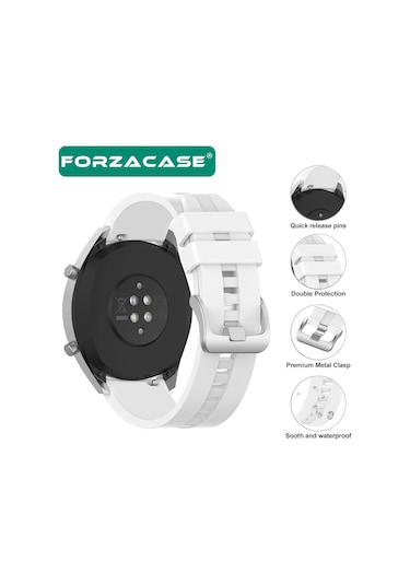 Forzacase Huawei Watch Gt5 Pro 46 İle Uyumlu Tokalı Çizgi Desen Silikon Kordon Kayış - Fc369 Yeşil