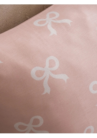 Pembe Fiyonk Desenli Tek Kişilik Pike Seti