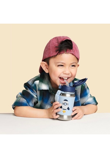 Skip Hop Zoo Pipetli Paslanmaz Çelik Suluk 350 Ml Roket Roket Çok Renkli