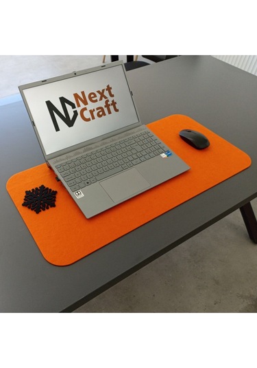 Çalışma Masası Düzenleyici Keçe Bilgisayar Mouse Pedi Masa Üstü Düzenleyici Mat 70x32 Cm Turuncu