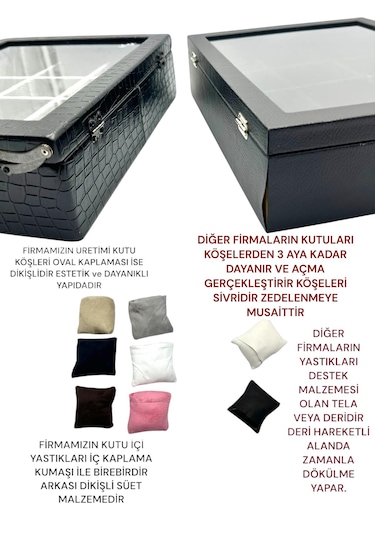 Diji 20'li Saat Kutusu Saat Çantası Siyah İçi Siyah Babalar Günü