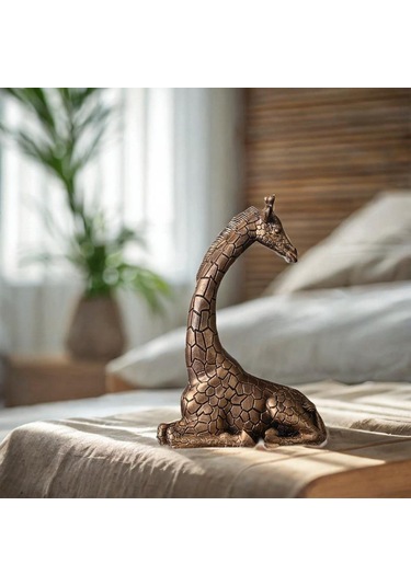 Homyl Reçine Heykelcik Tahsil Dekorasyon Zürafa Heykeli Dolap 22cmx32cm