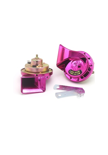 Leezsing As008p 12v Çift Tonlu Salyangoz Korna, Araç Ve Motosikletler İçin Kolay Montaj, 2'li Paket Pembe