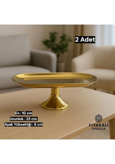 10x23 Cm Ayaklı Kayık Gold Sunumluk,çerezlik,kahvaltı Tabağı,sunum Tabağı,kozmetik,takı Tabağı Gold