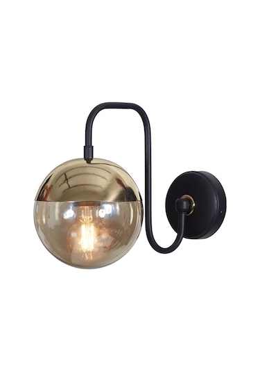 Luzarana Siesta Gold-siyah Metal Gövde Bal Rengi Camlı Tasarım  Aplik Sarı
