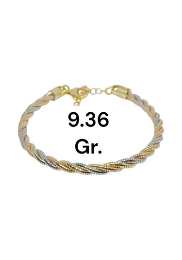 925 Ayar Üç Renkli Burma Model Kadın Gümüş Bileklik Gümüş Gold Rose Gold Gümüş