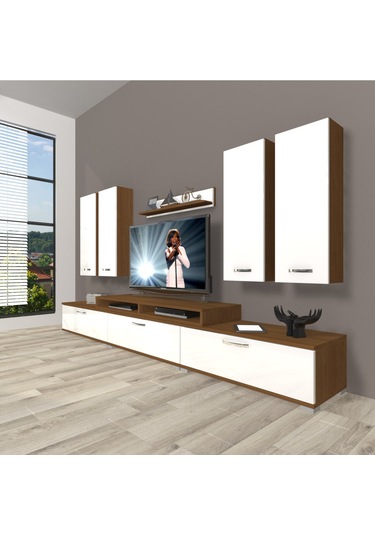 Decoraktiv Ekoflex 8d Slm Tv Ünitesi Tv Sehpası Ceviz - Beyaz