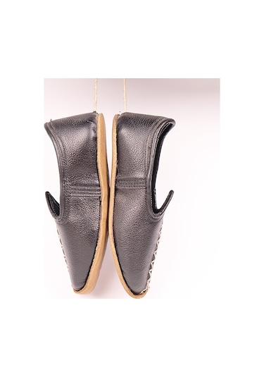 El Yapımı Hakiki Deri Çocuk Yöresel Yemeni Çarık Siyah