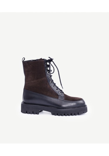 Yargıcı Kalın Tabanlı Deri Bağcıklı Postal Bot 25kkay4021x 003 Kahverengi