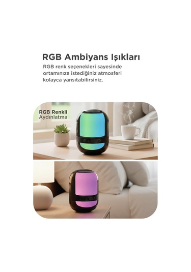 Torima GTS-2149 Bluetooth 5.0 Taşınabilir RGB Işıklı Kablosuz Hoparlör