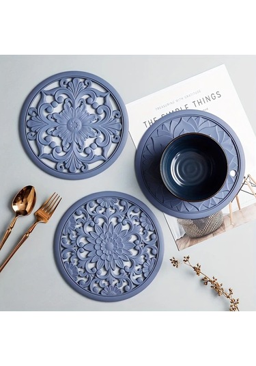 Brightnova 3'lü Awoo Dekoratif Silikon Tutucu Koyu Yeşil 16cm Isıya Dayanıklı Kaydırmaz Mutfak Matı