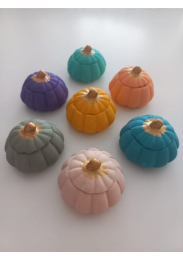 Mini Balkabağı 6'lı Lokumluk, Kahve Yanı Sunumluk Renkli Dekoratif Obje 02