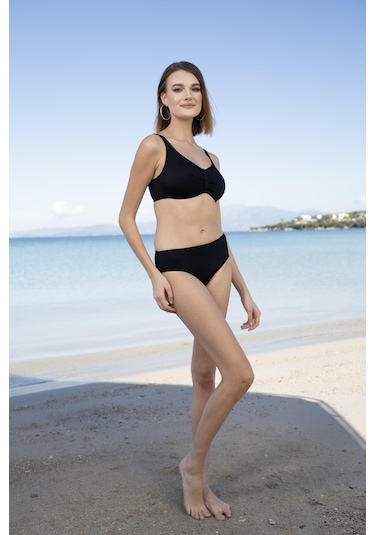 Estiva Luplu Toparlayıcı Yüksek Bel Bikini Takımı - Siyah