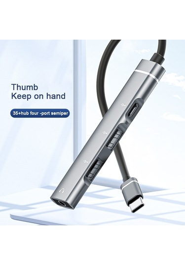 Usb-c / Type-c - 3,5 Mm + 2usb + Type-c Hub Yerleştirme İstasyonu Gri