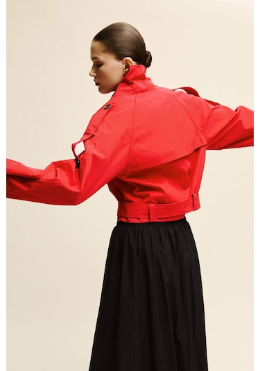 Defacto Cropped Fıt Twill Trençkot G9956ax26sprd332 Kırmızı-rd332 Defacto Cropped Fıt Twill Trençkot G9956ax26sprd332 Kırmızı-rd332