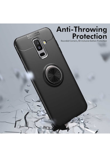 Samsung Uyumlu Galaxy A6 Plus 2018 Kılıf Yüzüklü Magnetli Ravel Case