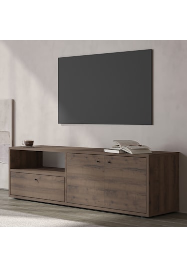 Pao Kapaklı Minimal TV Sehpası – 136 cm, Antik Ceviz