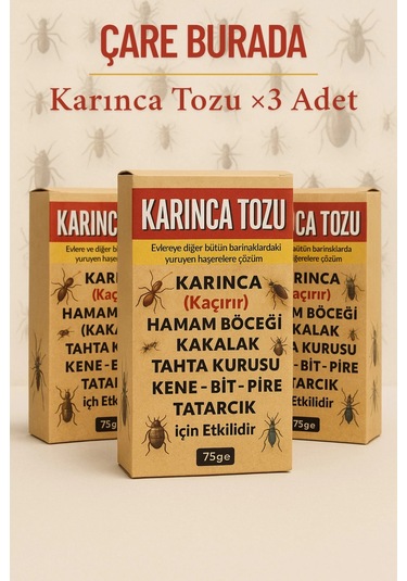 Karınca Tozu 3 Adet Kene & Bit & Pire & Tahta Kurusu & Hamam Böceği