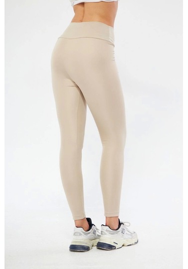 Munn Collection Kışlık Yüksek Bel Toparlayicı Ve Sıkılaştırıcı Likralı Şardonlu Tayt - Bej Bej