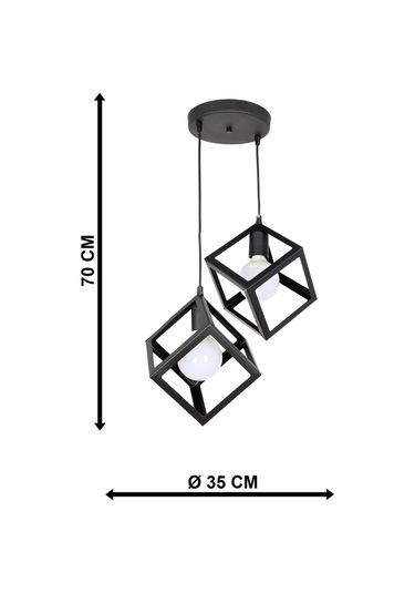 Küp 2.Li Siyah Avize