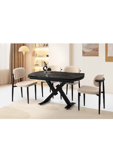 Mobilgen Sadece Masa Irony 130+52 Still Açılabilir Masa Siyah