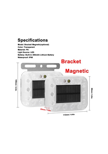 Dianziye Araç Güneş Enerjili Led Uyarı Lambası - 3 Flaş Modu, Ip66 Su Geçirmez, Yüksek Parlaklık, Li-poly Batarya, Kolay Kurulum Araçlar İçin