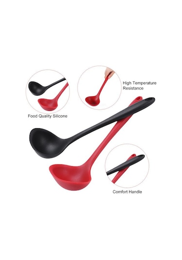 2 Adet Isıya Dayanıklı Silikon Pota Kaşık Uzun Saplı Asılı Delik Yapışmaz Karıştırma Kaşığı Mutfak Pişirme Gereçleri
