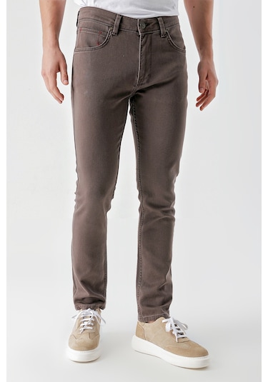 Erkek Kahve Mevsimlik Pamuk 5 Cep Slim Fit Jean Pantolon 24ms003029400 Kahverengi