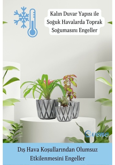 Saksı Çiçek Kaktüs Saksısı Lüx 11 Cm Altın Eskitme Varak Boyalı Baklava Desen Saksı Çiçeklik - Gümüş Eskitme