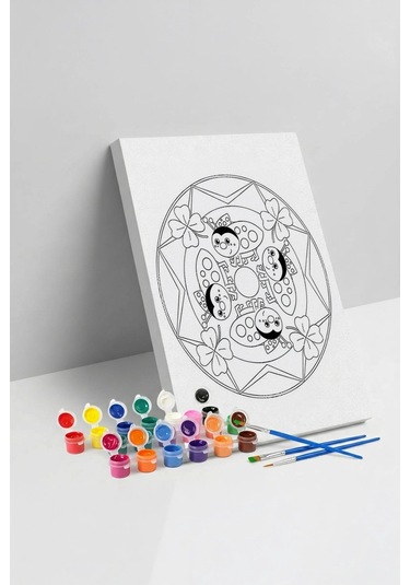Uğur Böceği Desenli Mandala Ahşap Boyama Seti 40x50 Cm