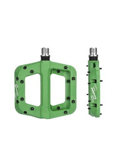 Pazly Geniş Kaymaz Naylon Pedallı Dağ Bisikleti Ayaklığı - Yeşil, Sızdırmaz Rulmanlı, Hafif Ve Dayanıklı, 9/16 İşmili