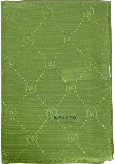 Vakko Pamuk İpek Şal - Monogram - Fıstık - Fıstık