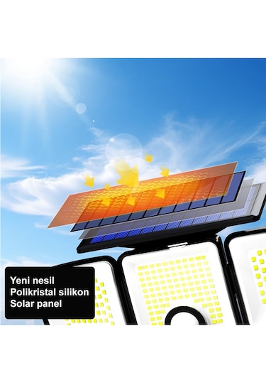 Greentech Güneş Enerjili 223 Cob Ledli, Hareket Sensörlü, 3 Taraflı Aydınlatma / GT-SL25