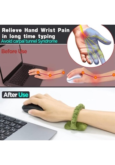Yeşil Fonken Çok Amaçlı Fare Bilek Pedi Saç Bandı Yumuşak Serbestçe Hareket Edebilen Bilek El Yastık Ofis Çalışanı Gamer İçin