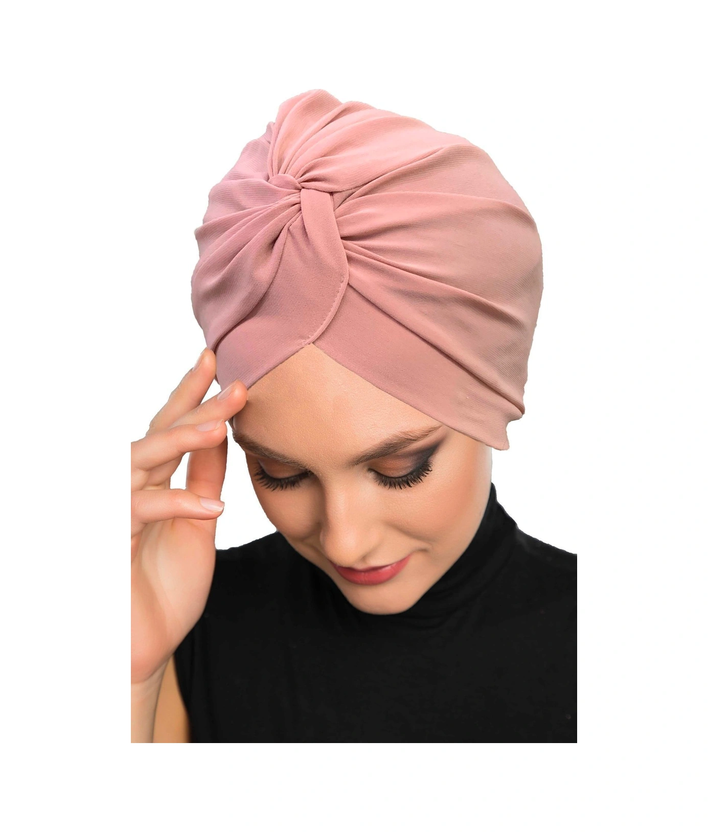 Çapraz Kancalı Pudra Hazır Türban Tesettür Dış Ve Havuz Bonesi Pudra
